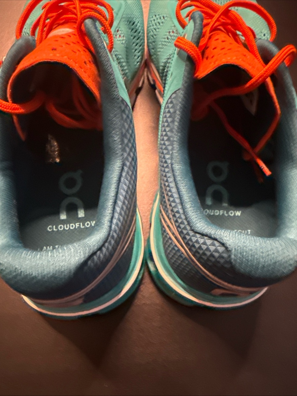 On Running Women’s Athletic Shoes in Teal and Orange - Picture 9 of 11
